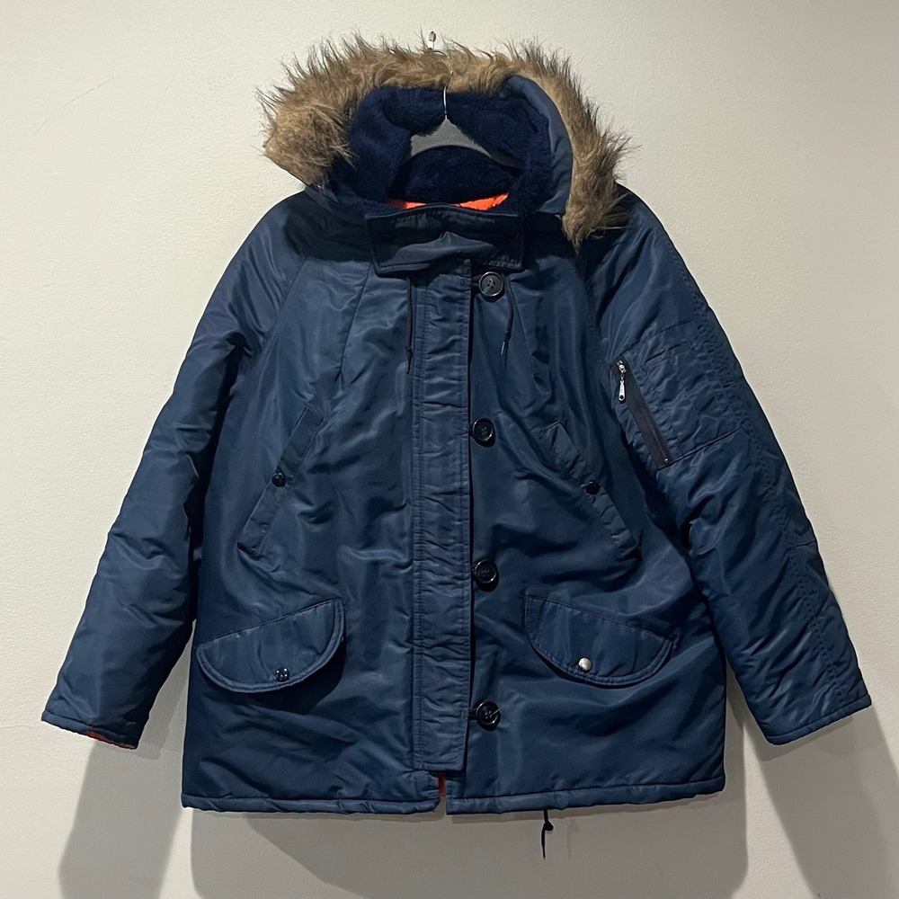 Vintage N-3B Snorkel Parka Hooded Flight Jacket‎ Navy Blue Men's Large Utility